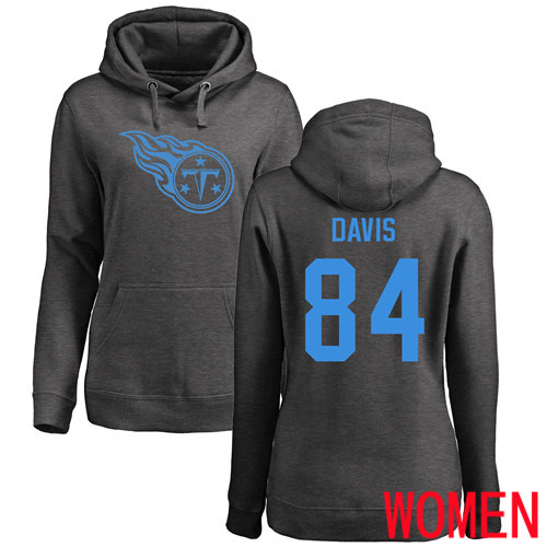 Tennessee Titans Ash Women Corey Davis One Color NFL Football #84 Pullover Hoodie Sweatshirts->women nfl jersey->Women Jersey